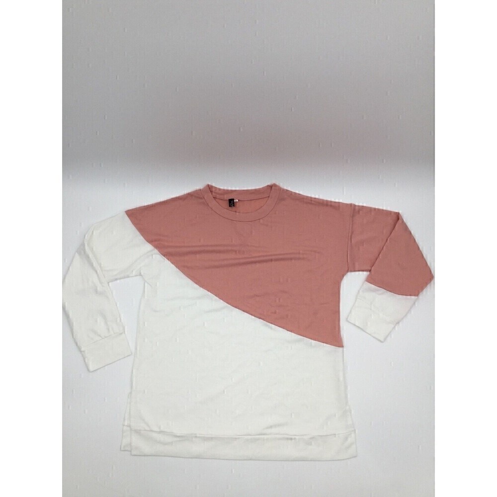 La Mode Rusty Pink & White Color Block Sweater Women size XXL